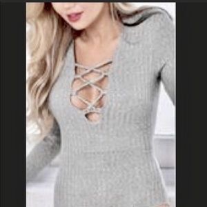 LF lace up black bodysuit